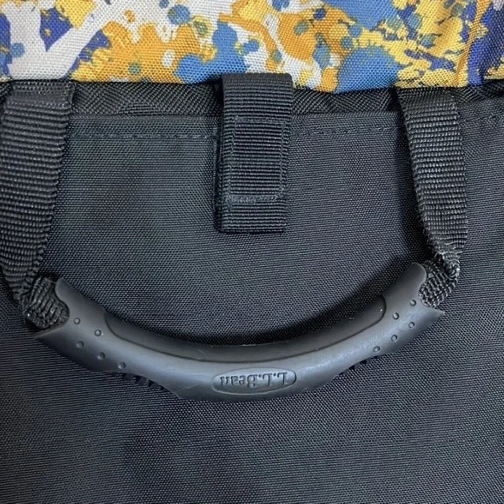L.L. Bean Black Polyester Laptop Computer Messenger crossbody Bag paint splatter
